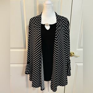 Black and white one piece jacket with cami tunic top, 3X